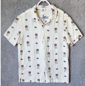 Denim & Flower Beagle Dog "El Mejor Papa - Best Dad" S/S Button Shirt Size M